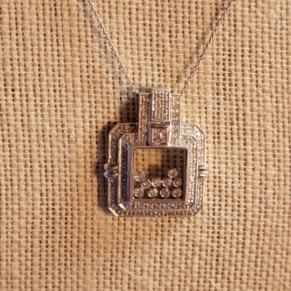 Diamond and Sterling Silver Floating Stone Pendant - Picture 3 of 8